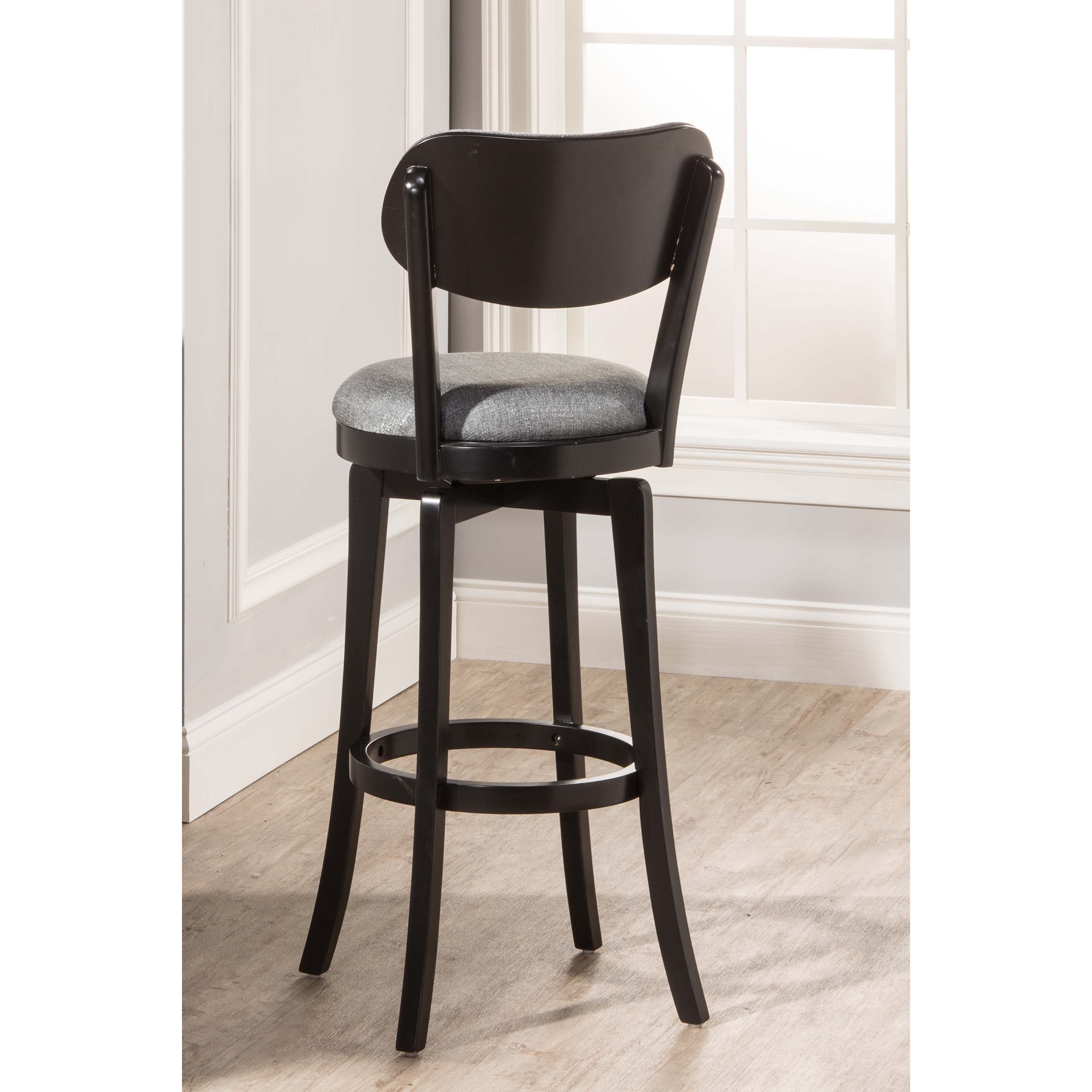 Hillsdale Wood Stools Swivel Counter Stool With Gray Full Back Rest